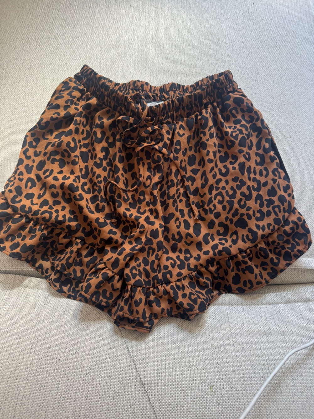 Leopard Print Ruffle shorts - Brown/Black